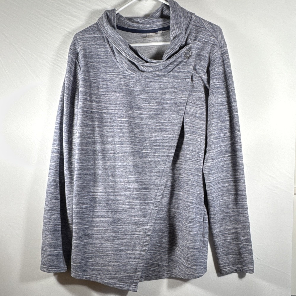 Danskin Women's XL Heathered Gray Cowl Neck Pullover Sweatshirt Long Sleeve